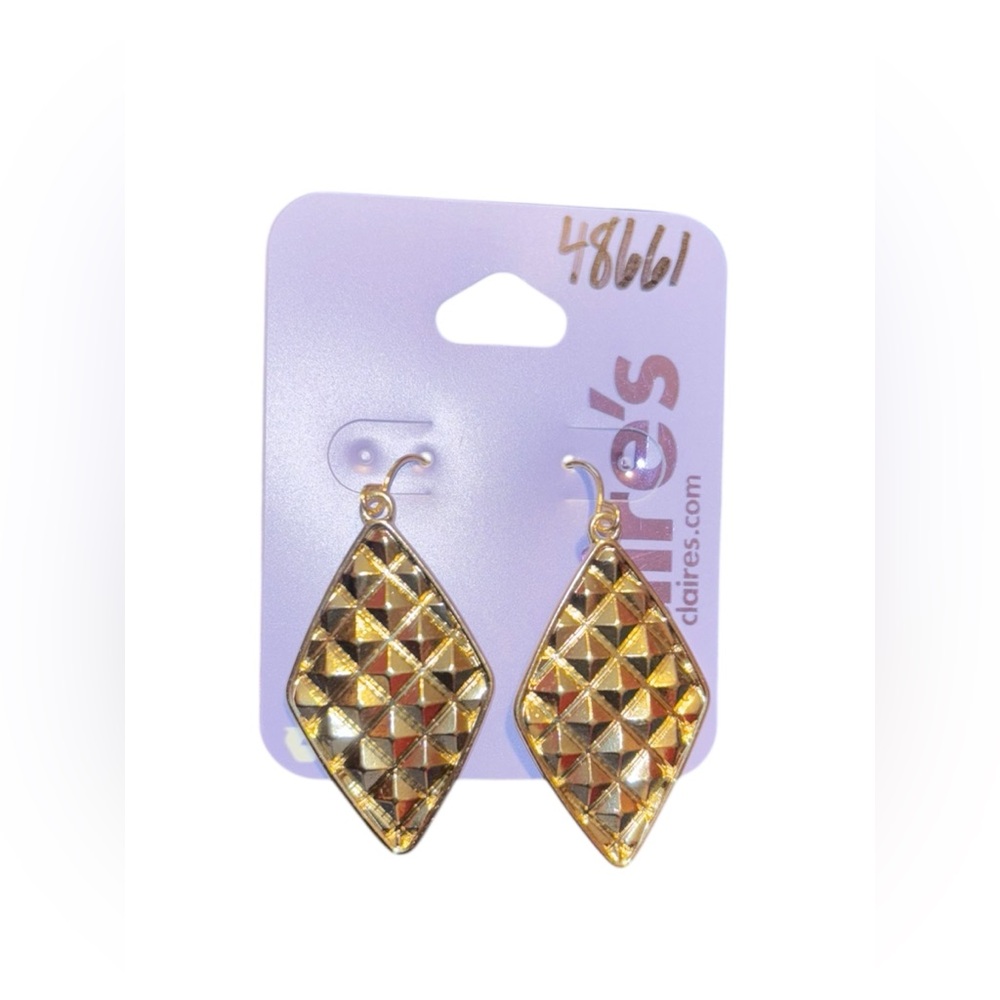 Nwt Claire's Gold Geometric Drop Earrings